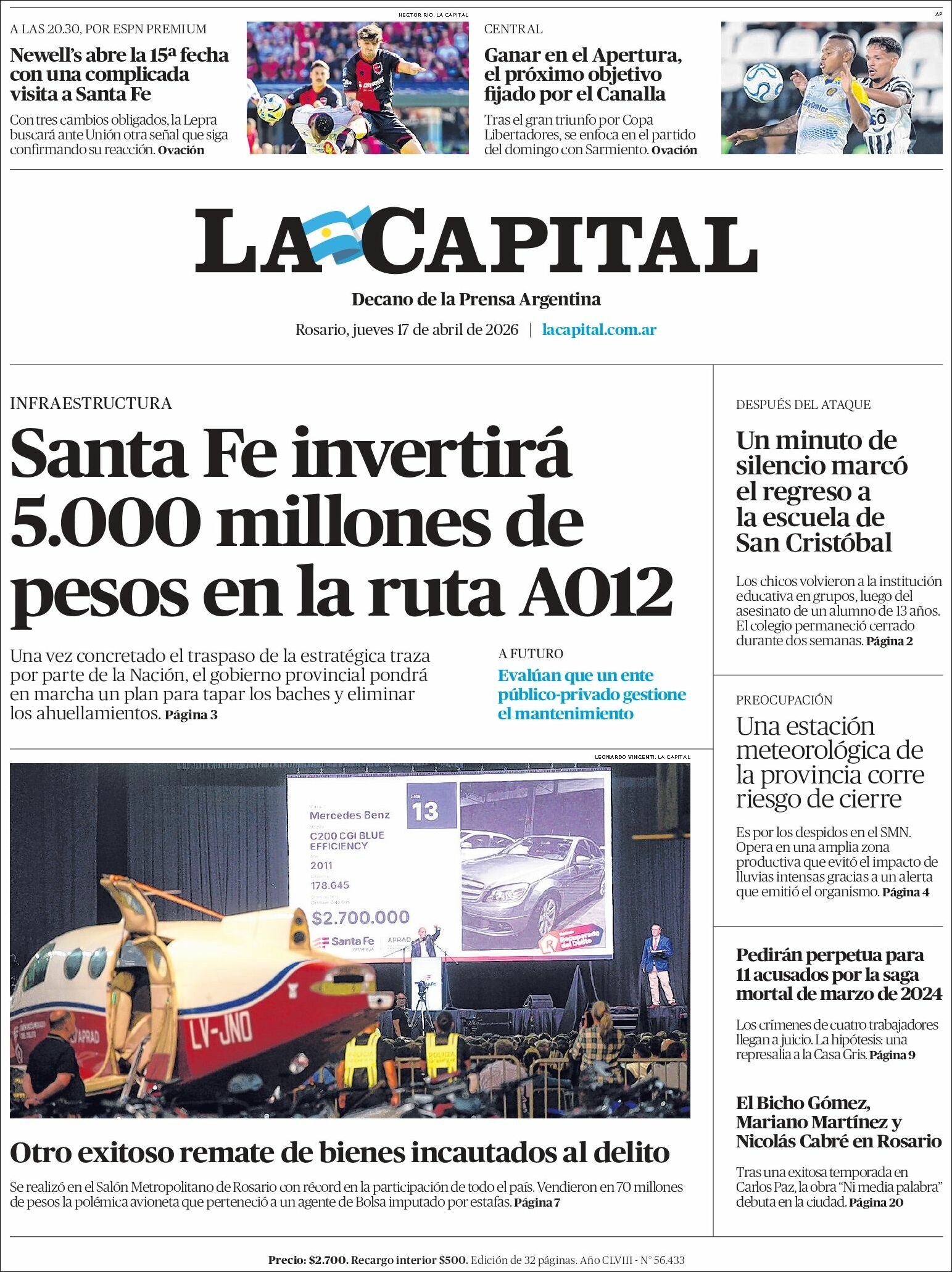Media Panel - Developments and Systems | CDN / CENTRAL DE NOTICIAS - Tapa del diario La Capital Rosario