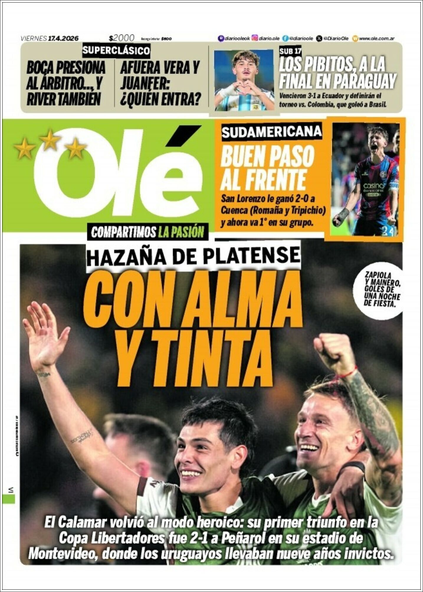 Media Panel - Developments and Systems | CDN / CENTRAL DE NOTICIAS - Tapa del diario Ole